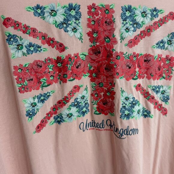 Disney WDW Epcot World Showcase Top Shirt United Kingdom Royal Rose Flag Sz L O… - Picture 3 of 7